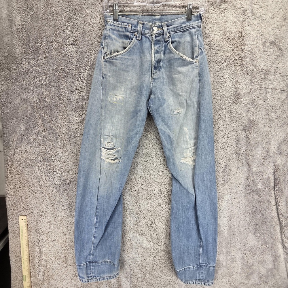 Vintage Levis Engineered Jeans Mens Blue Twisted Thrashed Light Wash Fits 26x30